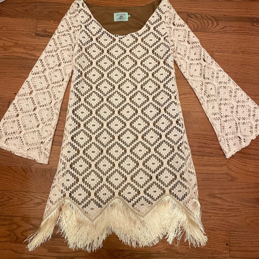 Judith March Cream Sheath Dress with Bell Sleeves